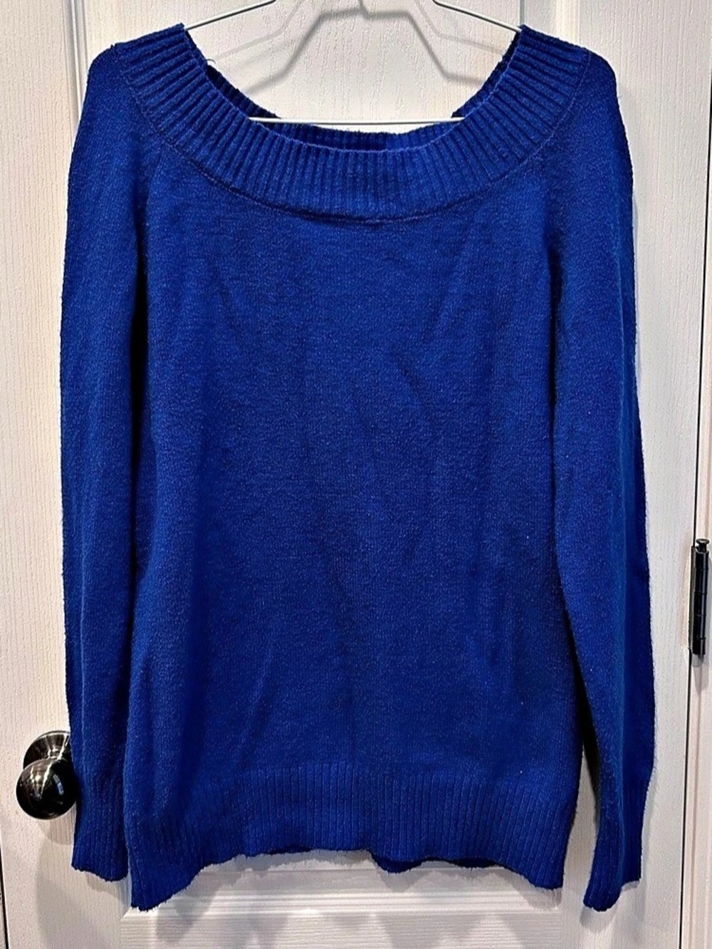 St. John’s Bay Women’s Royal Blue Knit Boat Neck Pullover Sweater Long Sleeve LG